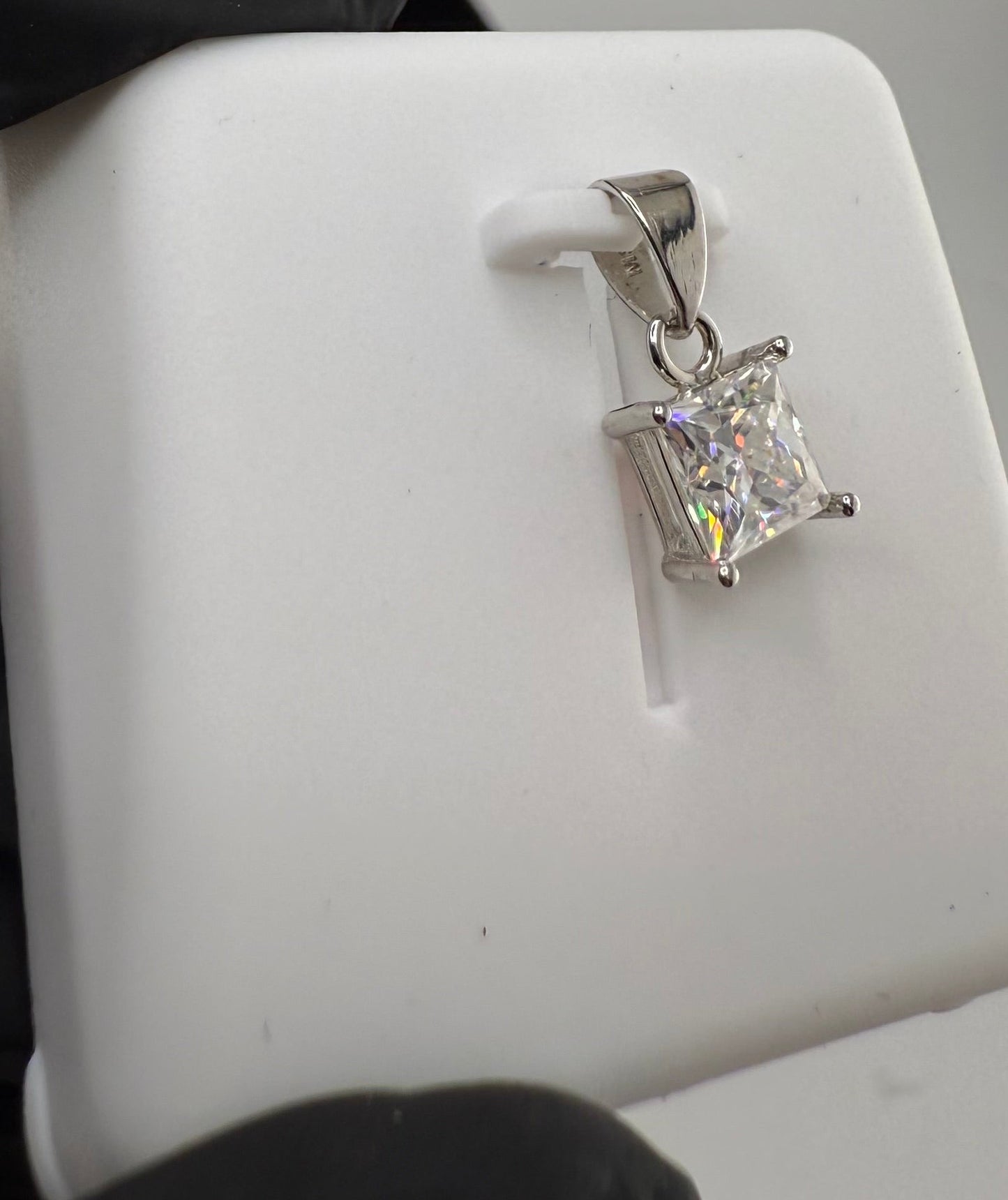 0.5ctw Princess Cut Moissanite Pendant 925 Sterling Silver Brand New