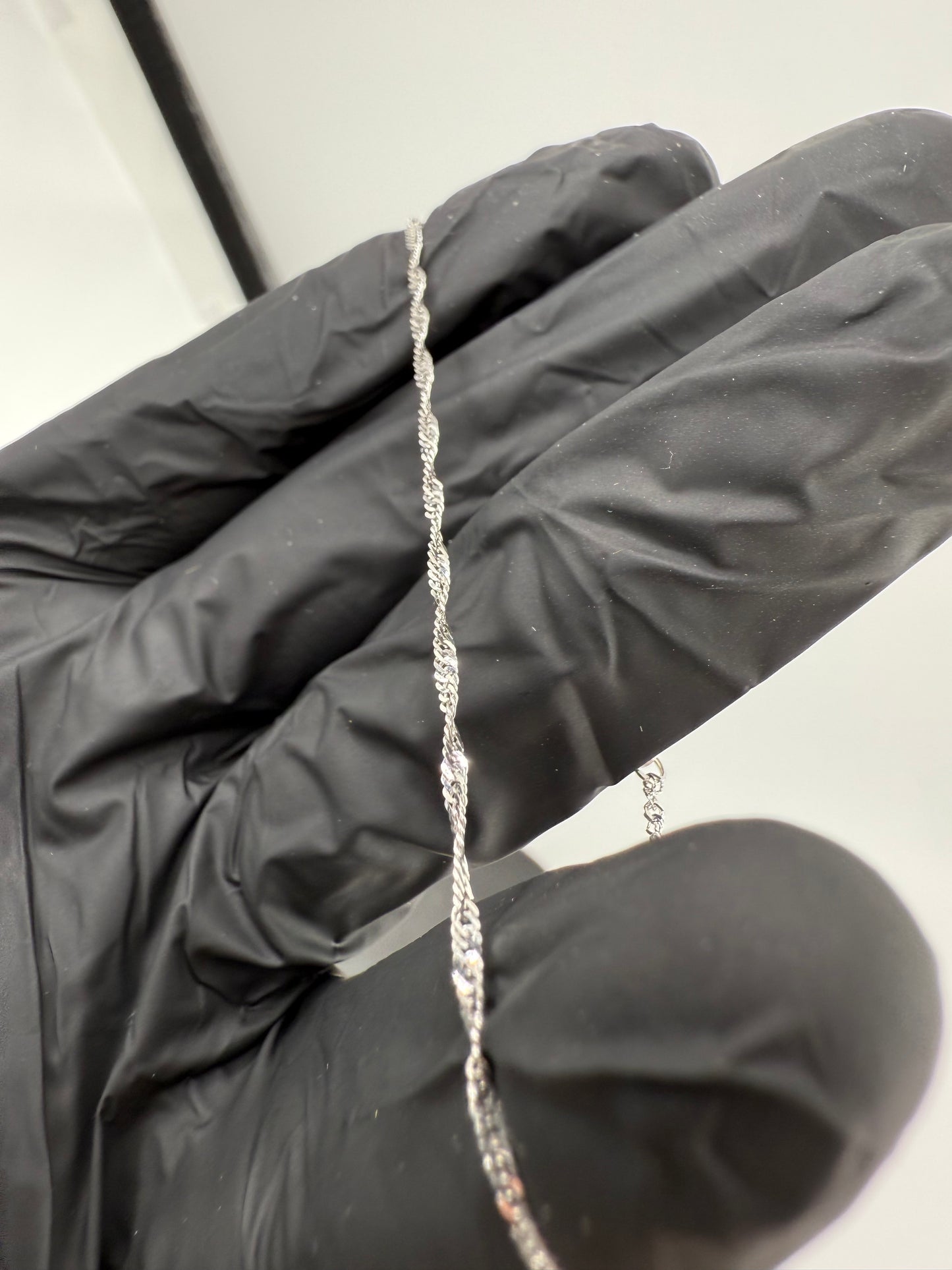 7" 10k Solid White Gold 1.4mm Singapore Link Bracelet Brand New