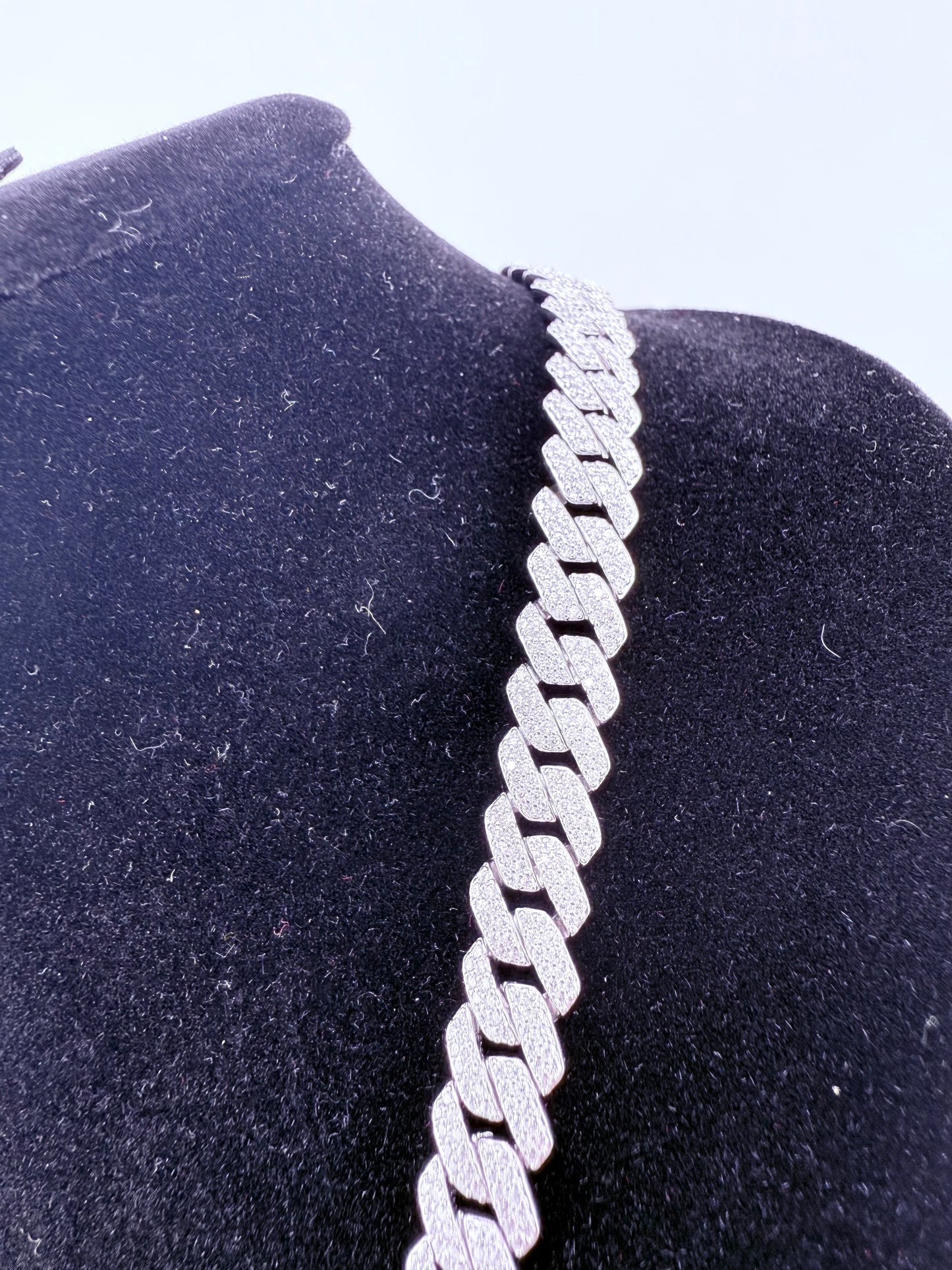 22" 8mm Moissanite Iced Out Miami Monaco Chain 925 Silver Rhodium Finish 22ctw Brand New