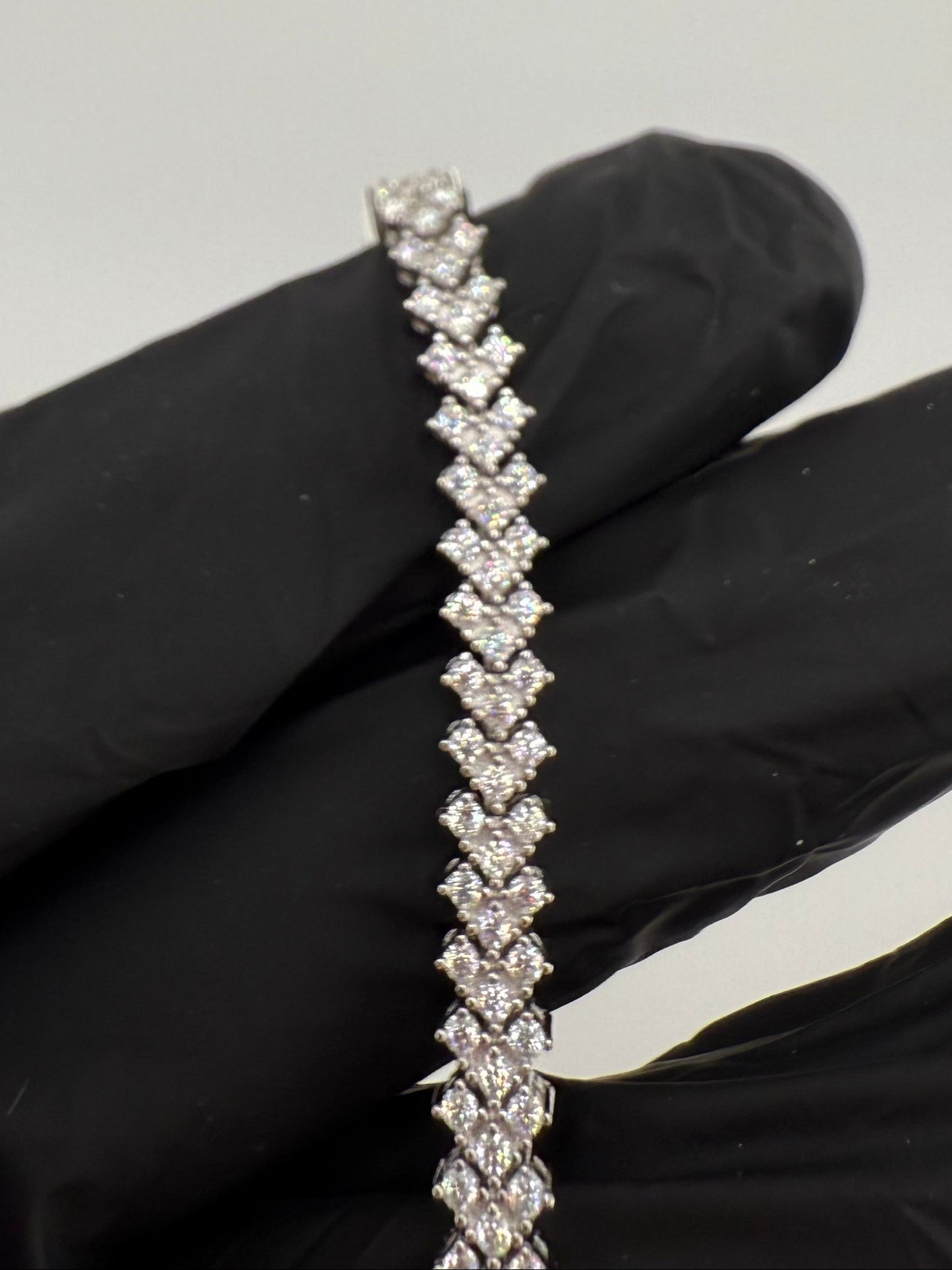 7.5" 3.5mm Chevron Moissanite VVSD Tennis Bracelet 925 Silver Brand New