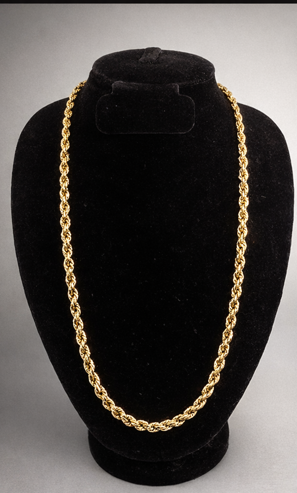 26" 4mm Diamond Cut Twisted Rope Chain 18K Gold Filled Brand New