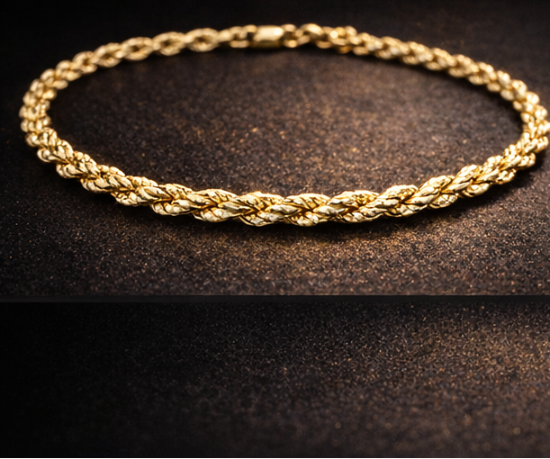 26" 4mm Diamond Cut Twisted Rope Chain 18K Gold Filled Brand New