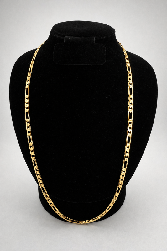 24" 6mm Diamond Cut Figaro Chain 18K Gold Filled Brand New