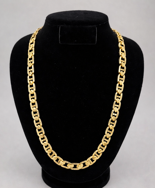 24" 8.6mm Diamond Cut Mariner Anchor Chain 18K Gold Filled Brand New