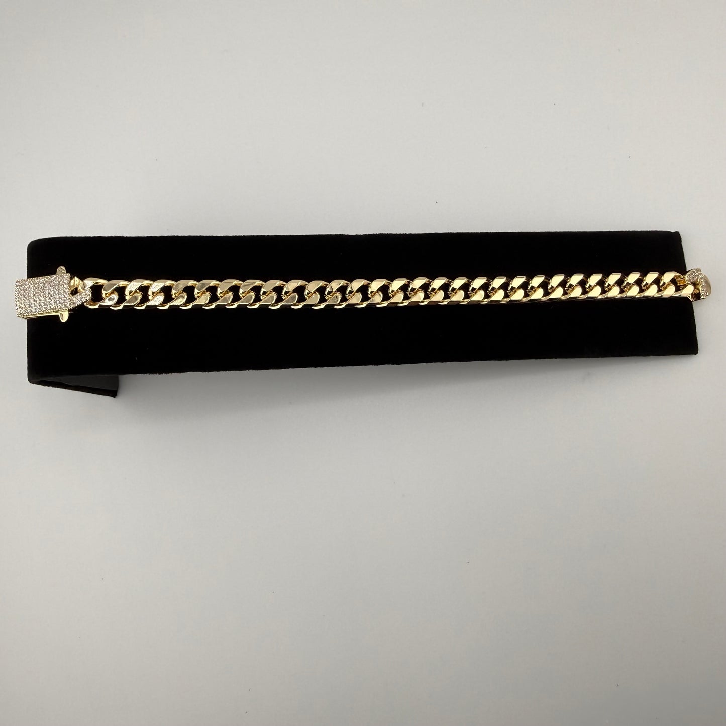 8" 8mm Iced CZ Cuban Link Bracelet 18k Gold Filled Brand New