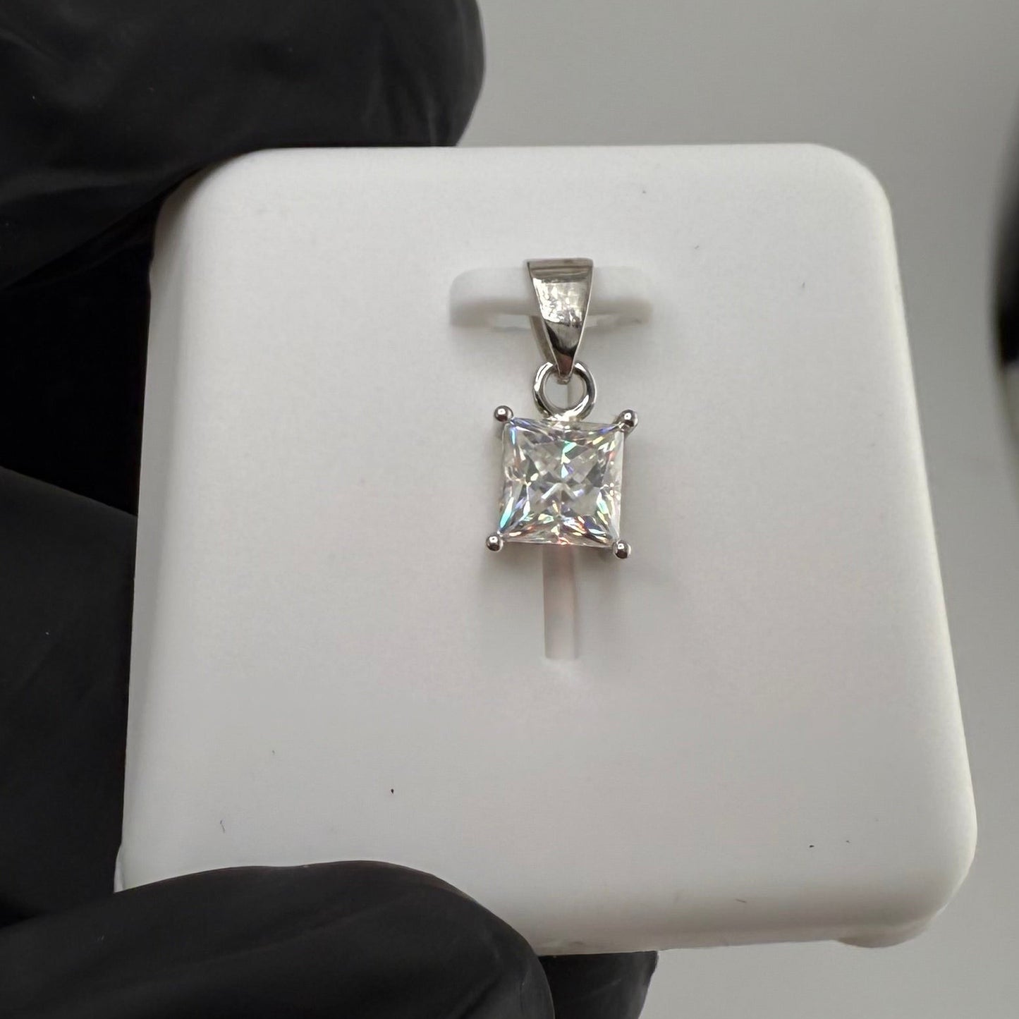 0.5ctw Princess Cut Moissanite Pendant 925 Sterling Silver Brand New