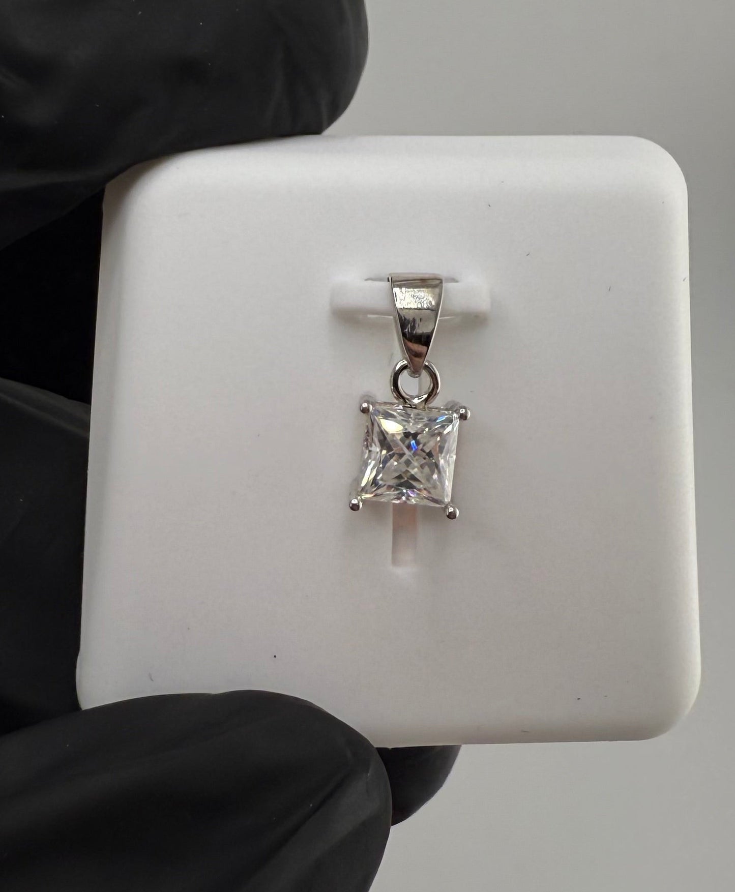 0.5ctw Princess Cut Moissanite Pendant 925 Sterling Silver Brand New