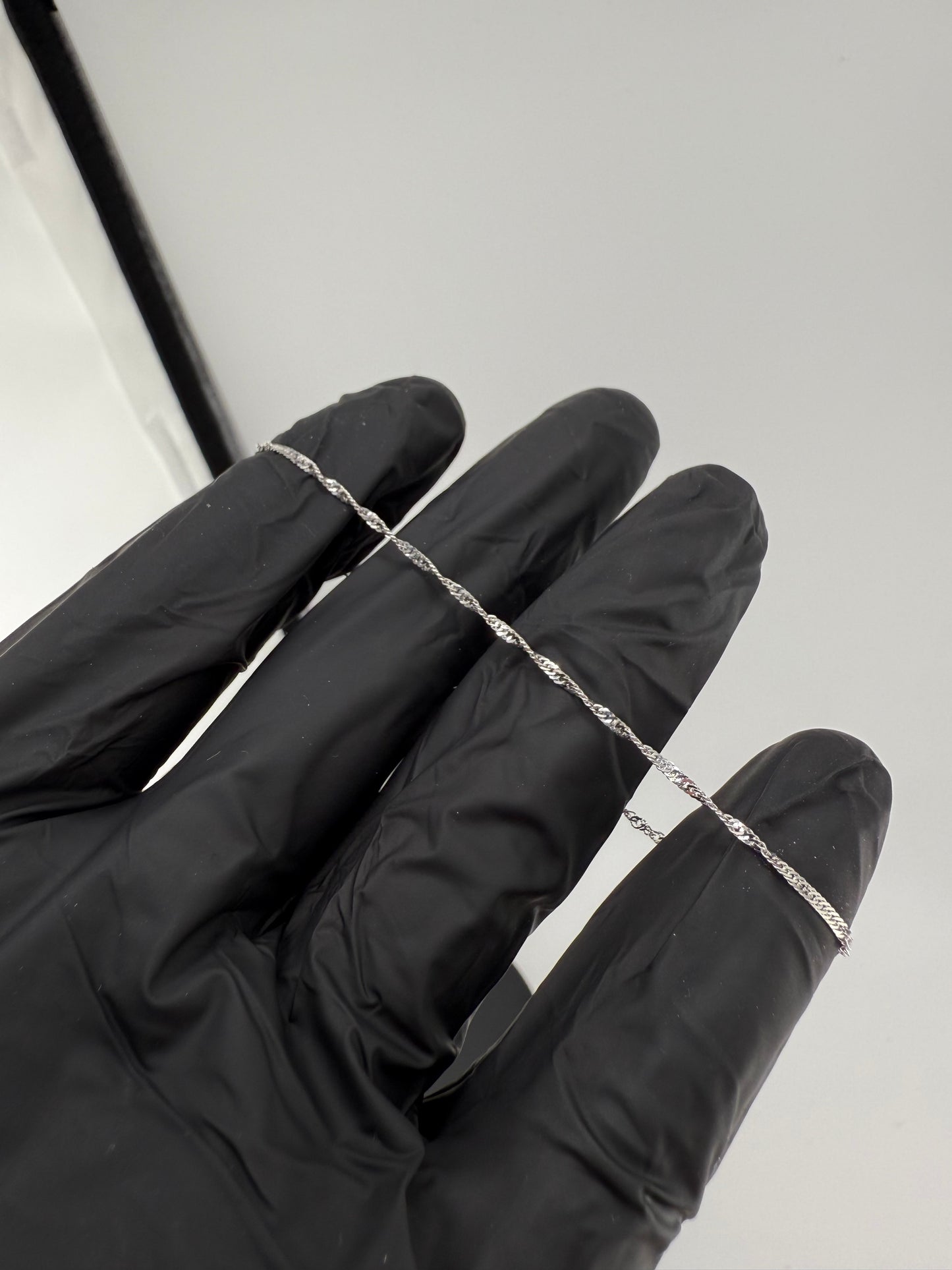 7" 10k Solid White Gold 1.4mm Singapore Link Bracelet Brand New
