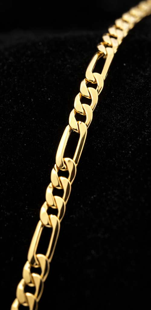 24" 6mm Diamond Cut Figaro Chain 18K Gold Filled Brand New
