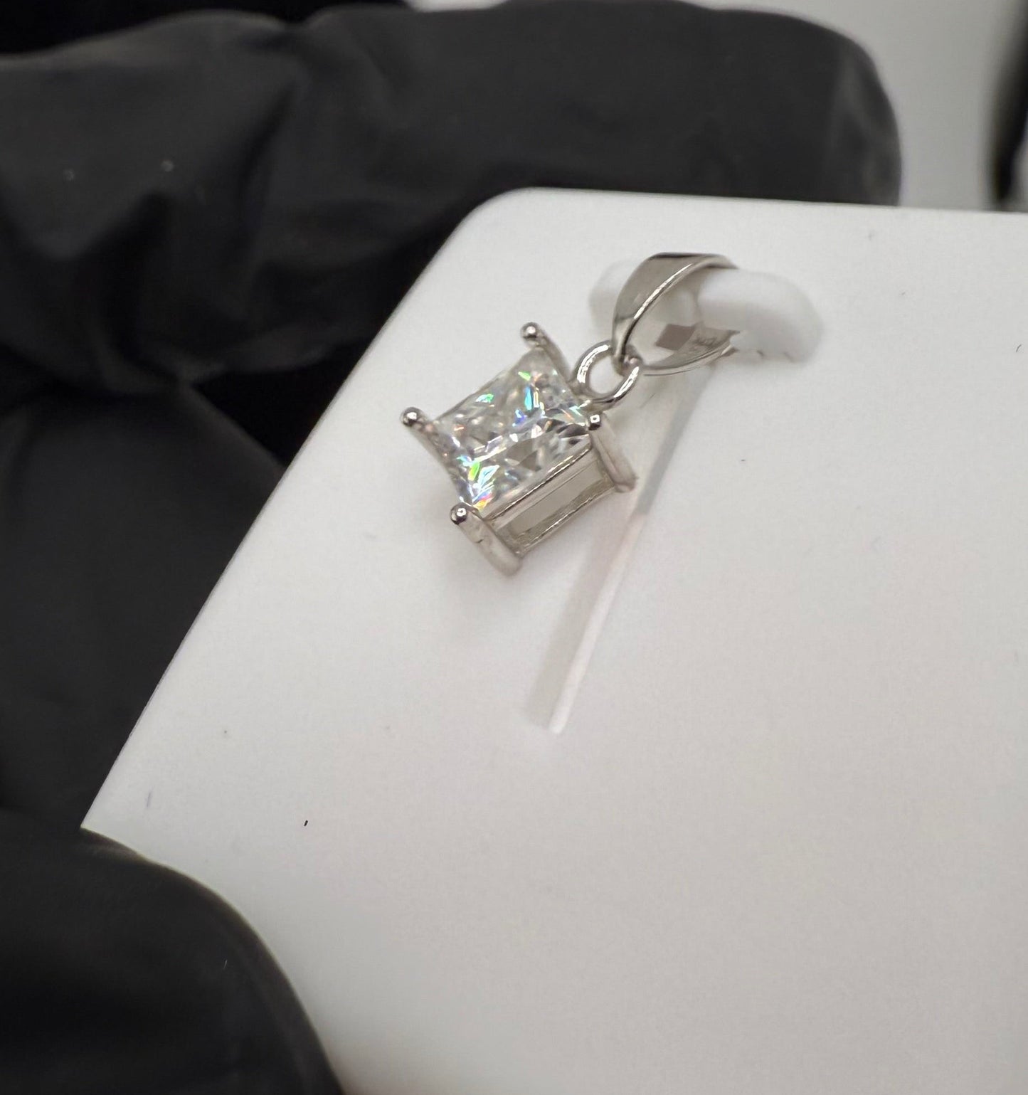 0.5ctw Princess Cut Moissanite Pendant 925 Sterling Silver Brand New