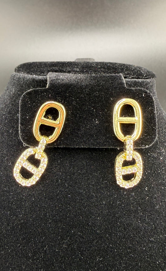 Gucci Link Dangle Earrings 18k Gold Filled Brand New