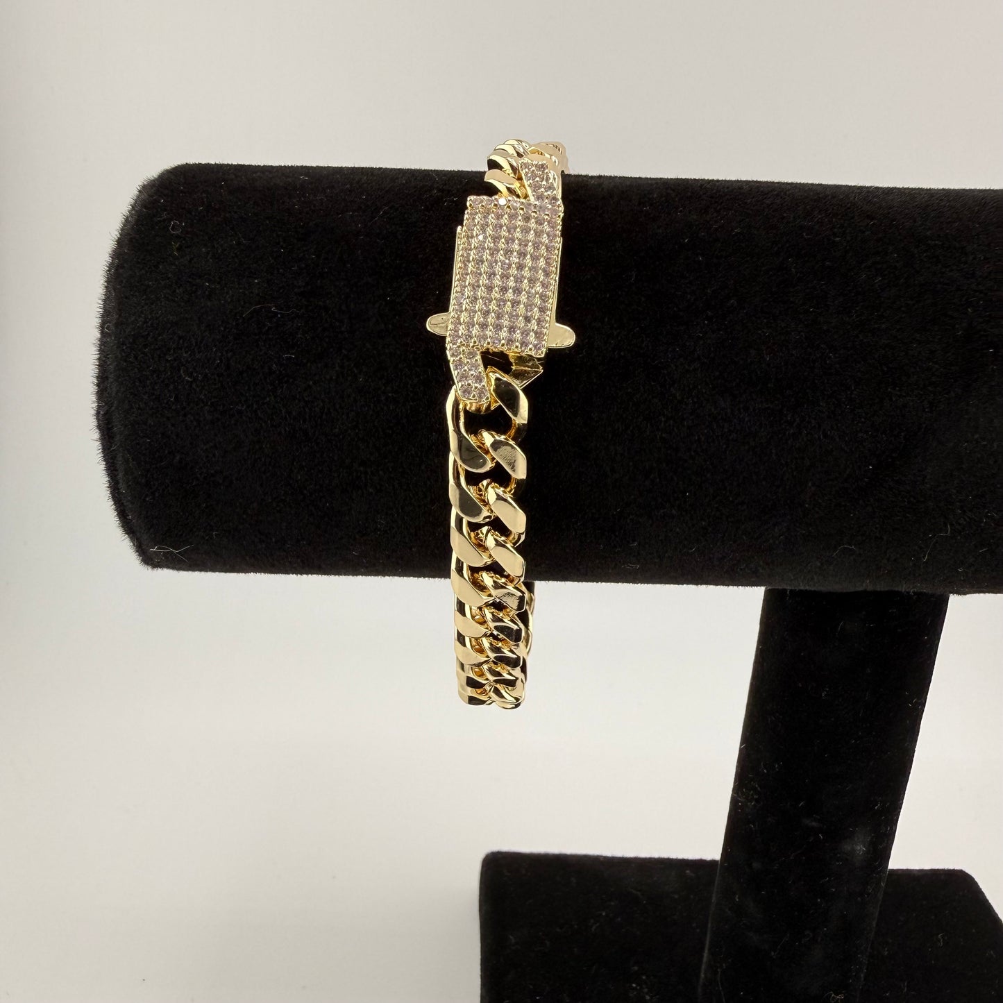 8" 8mm Iced CZ Cuban Link Bracelet 18k Gold Filled Brand New