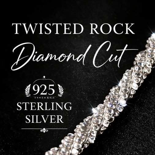 7.5" Diamond Cut Twisted Rock Bracelet 925 Sterling Silver Brand New