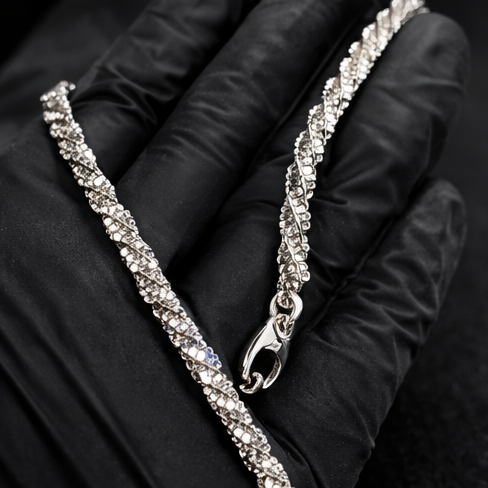 7.5" Diamond Cut Twisted Rock Bracelet 925 Sterling Silver Brand New