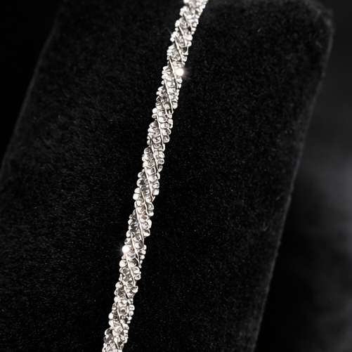 7.5" Diamond Cut Twisted Rock Bracelet 925 Sterling Silver Brand New
