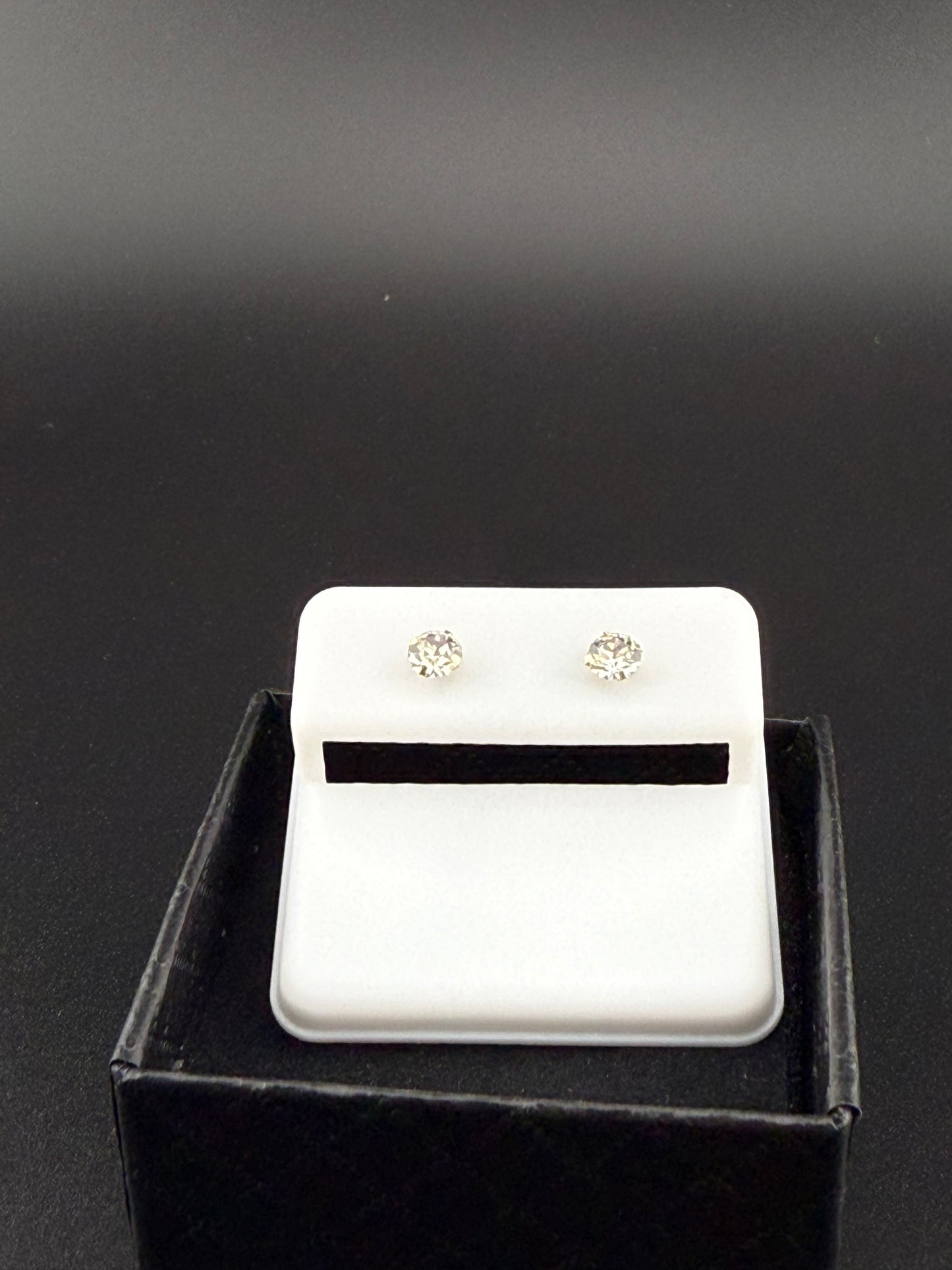 14K Real Gold CZ Stud Earrings Push Back Brand New