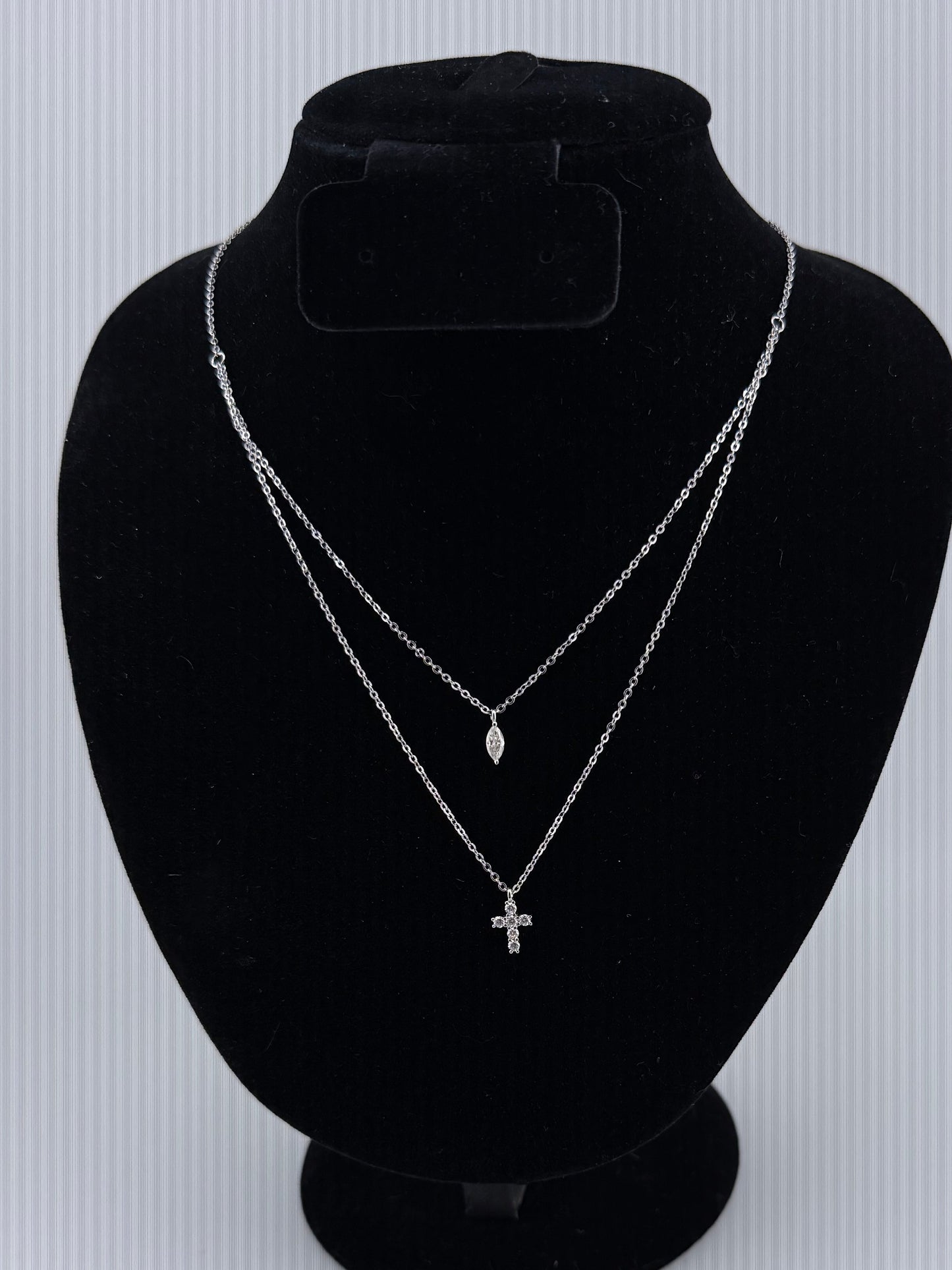 Moissanite Marquise & Cross Pendant Necklace 925 Sterling Silver GRA Certified Brand New