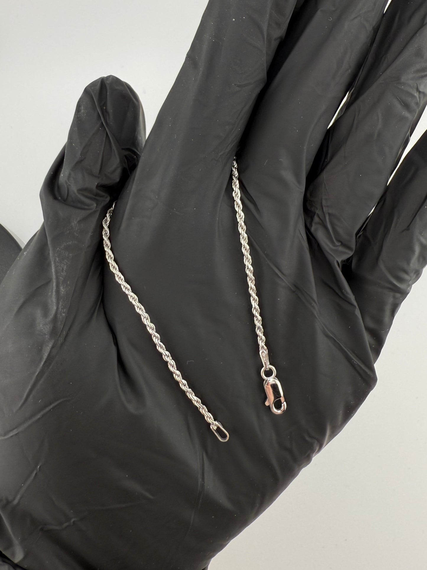 7" 1.3mm Diamond Cut Twisted Rope Bracelet 925 Sterling Silver Brand New