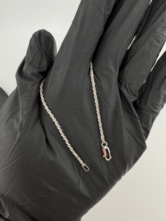 7" 1.3mm Diamond Cut Twisted Rope Bracelet 925 Sterling Silver Brand New