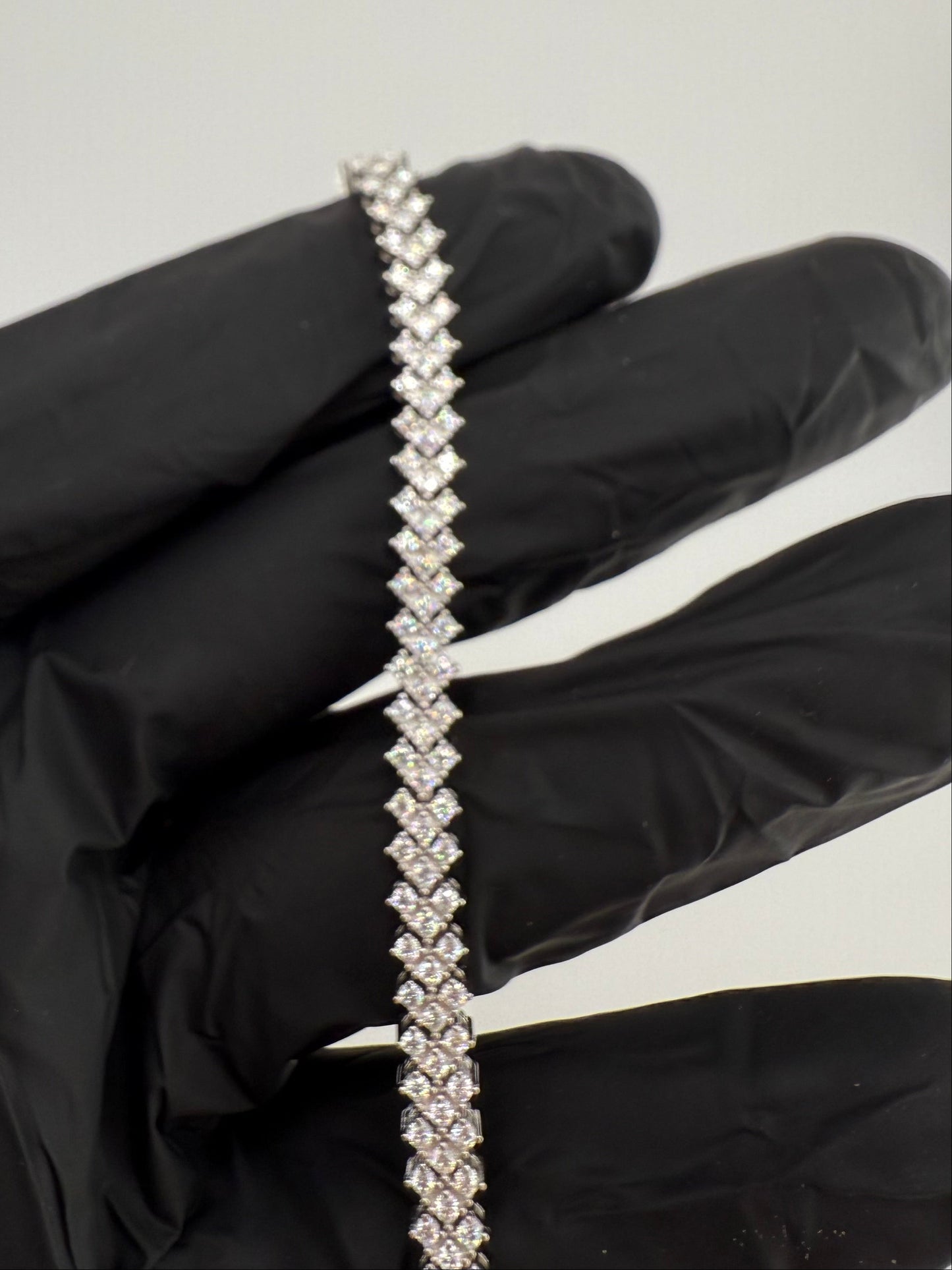 6" 3.5mm Chevron Moissanite Tennis Bracelet 925 Sterling Silver Brand New