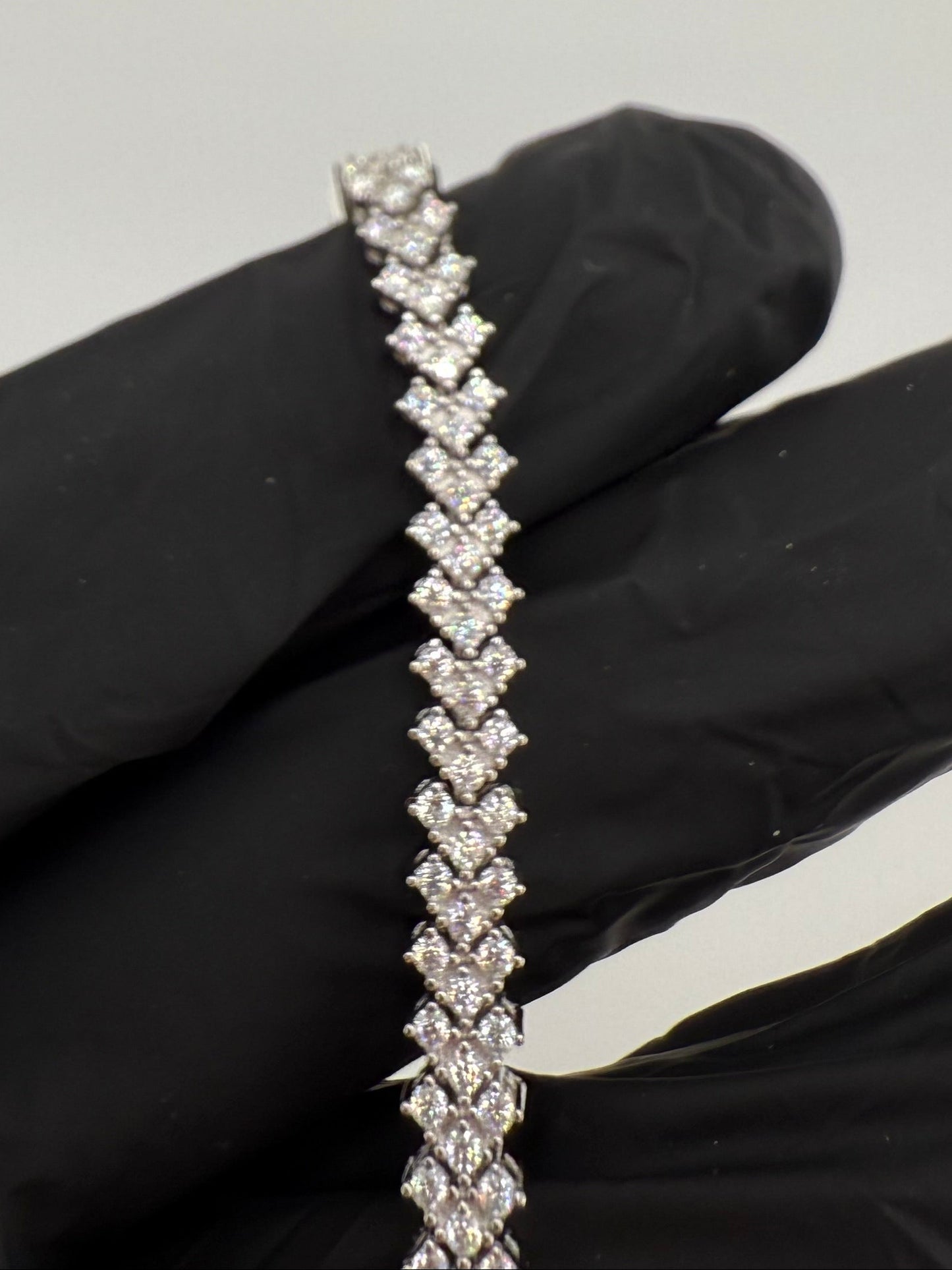 6" 3.5mm Chevron Moissanite Tennis Bracelet 925 Sterling Silver Brand New
