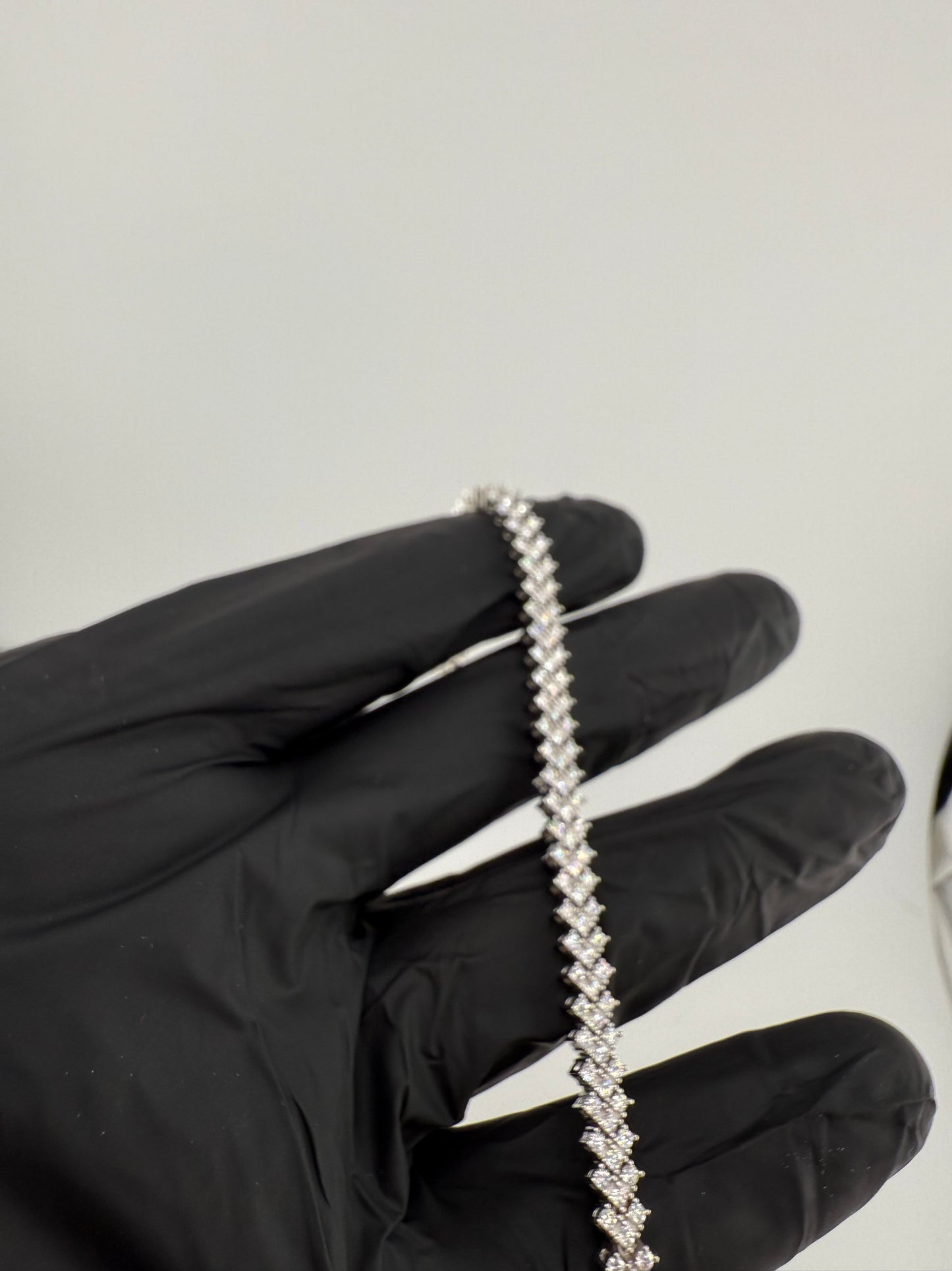 6" 3.5mm Chevron Moissanite Tennis Bracelet 925 Sterling Silver Brand New