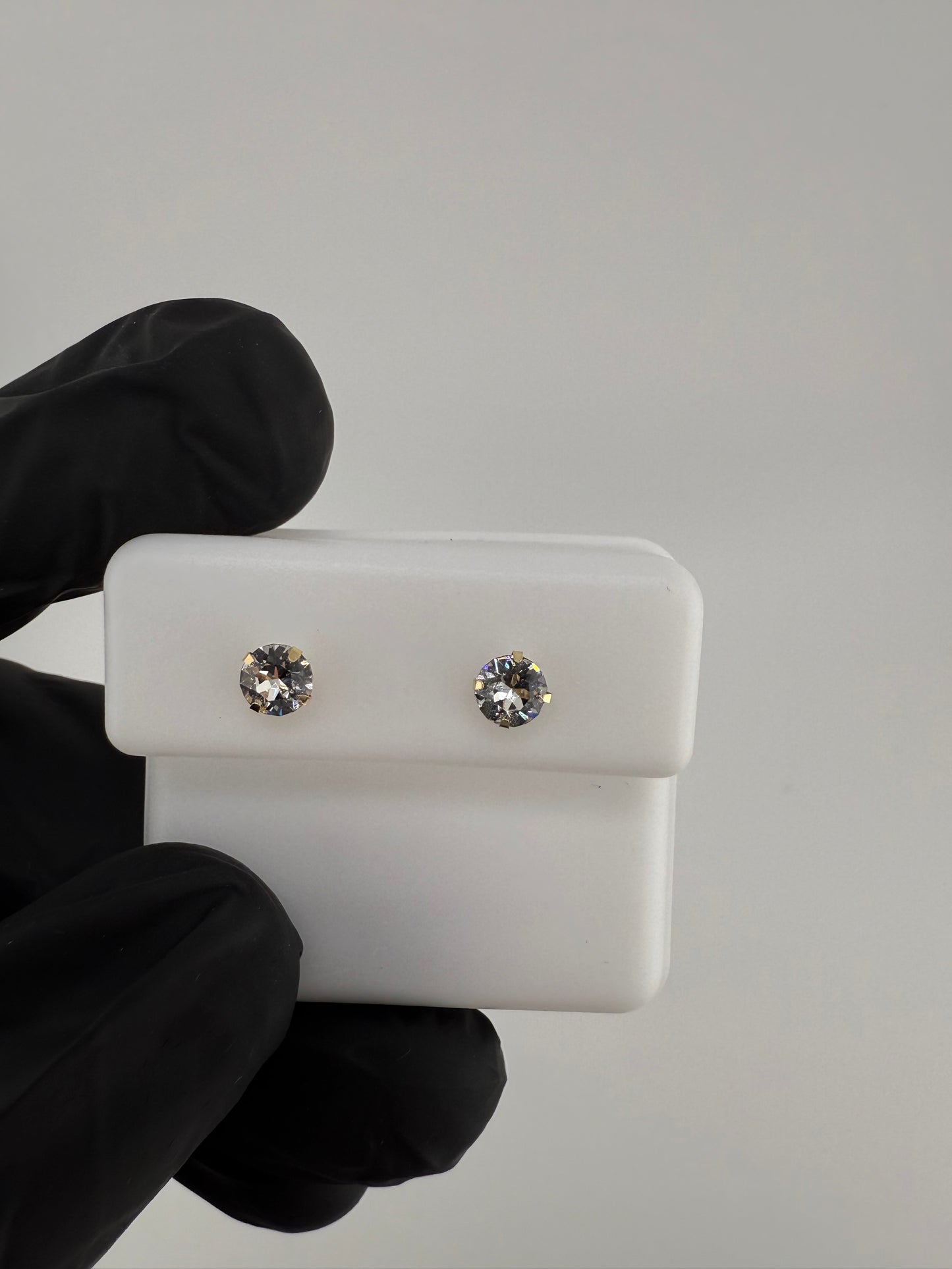 14K Real Gold CZ Stud Earrings Push Back Brand New