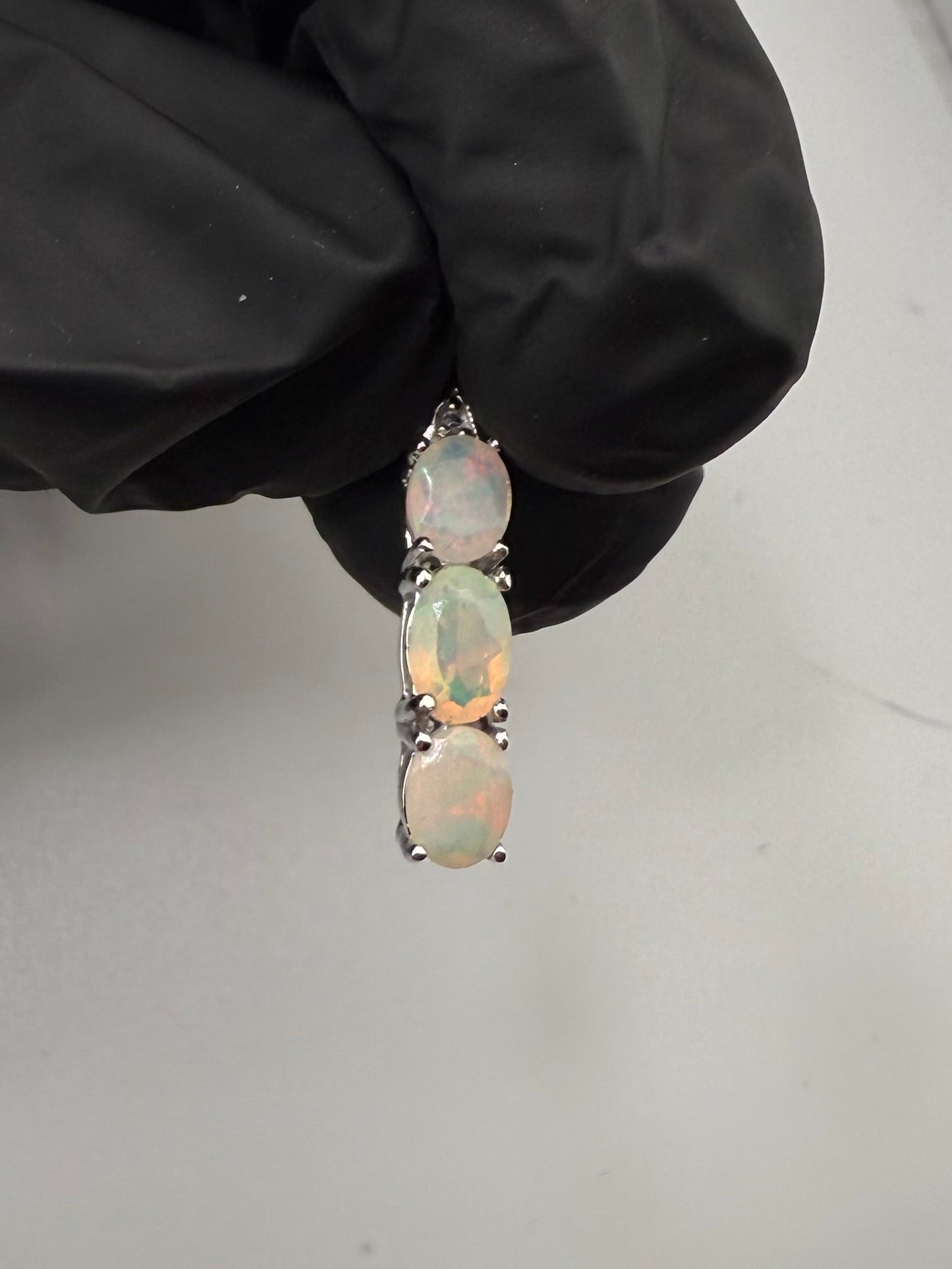 Ethiopian Opal 3-Stone Pendant with Chain Brand New