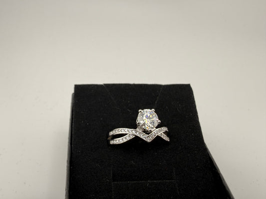 Crisscross Moissanite Ring 1ct VVS 925 Sterling Silver Size 9 Resizable Brand New