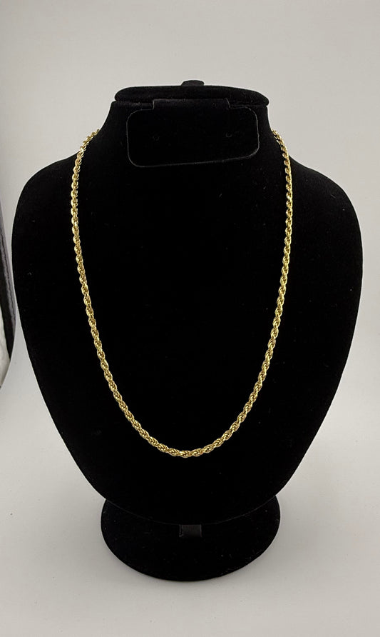 18" 3mm Yellow Gold Over 925 Sterling Silver Chain Brand New