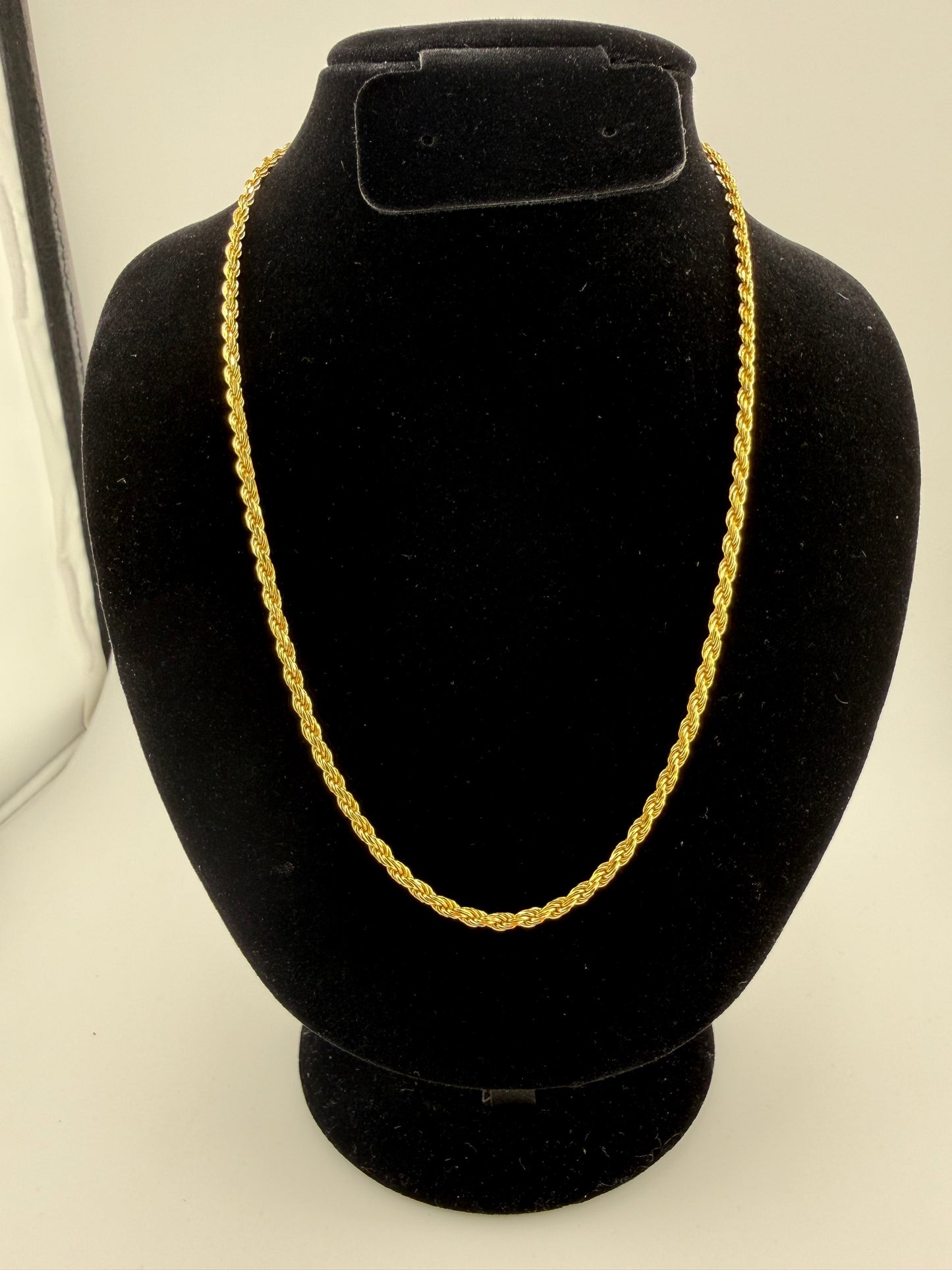 18" 3mm Yellow Gold Over 925 Sterling Silver Chain Brand New