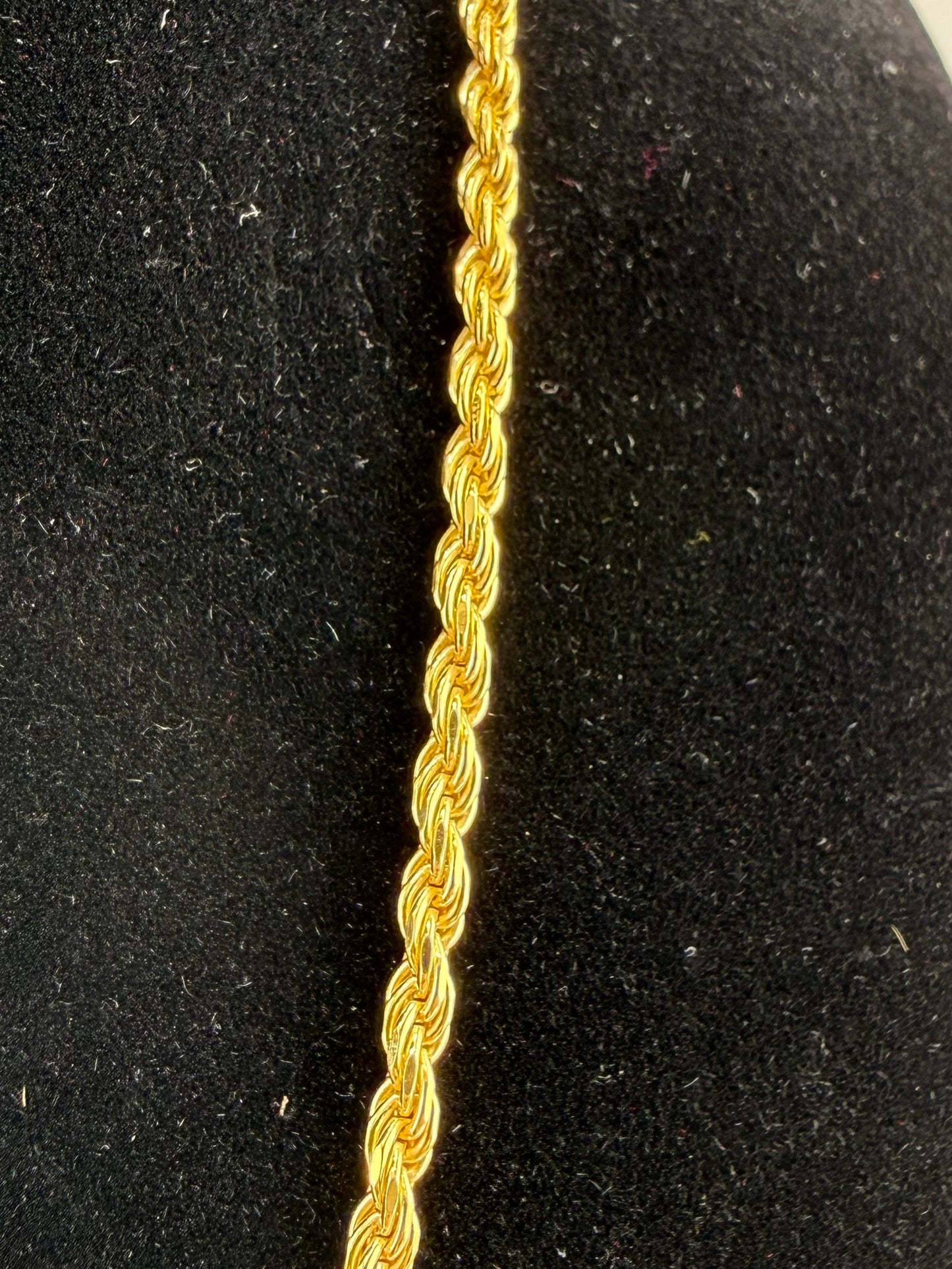 18" 3mm Yellow Gold Over 925 Sterling Silver Chain Brand New