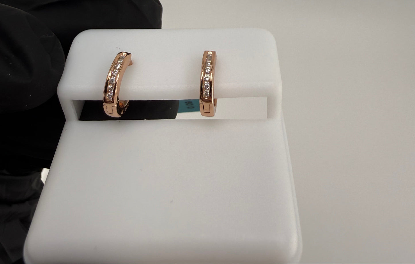 0.09ctw VVS Moissanite Huggie Earrings Rose Gold Plated 925 Sterling Silver Brand New