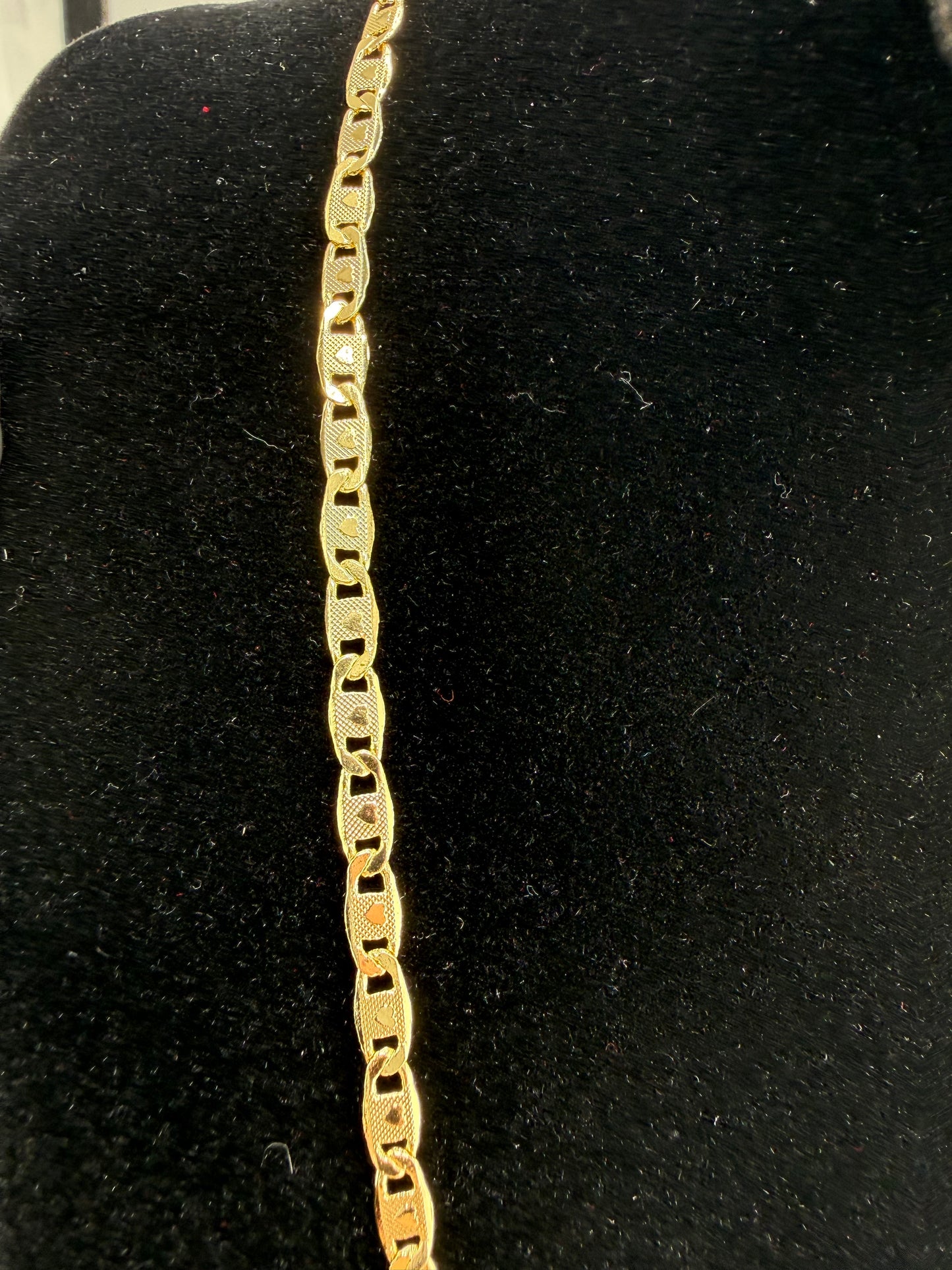 20" 3.4mm Diamond Cut Valentino Chain with Hearts 18K Gold Filled Brand New