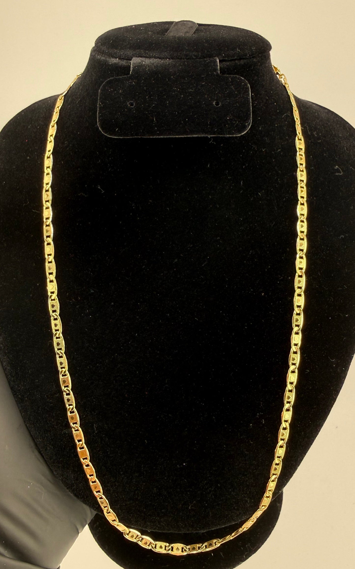 22" 3.4mm Diamond Cut Valentino Chain with Hearts 18K Gold Filled Brand New