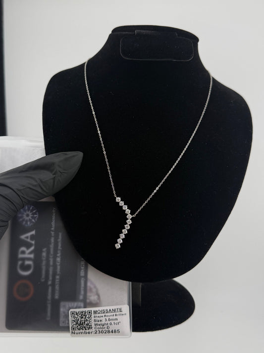 Moissanite Vertical Bar Necklace VVS 925 Sterling Silver Custom Piece Brand New
