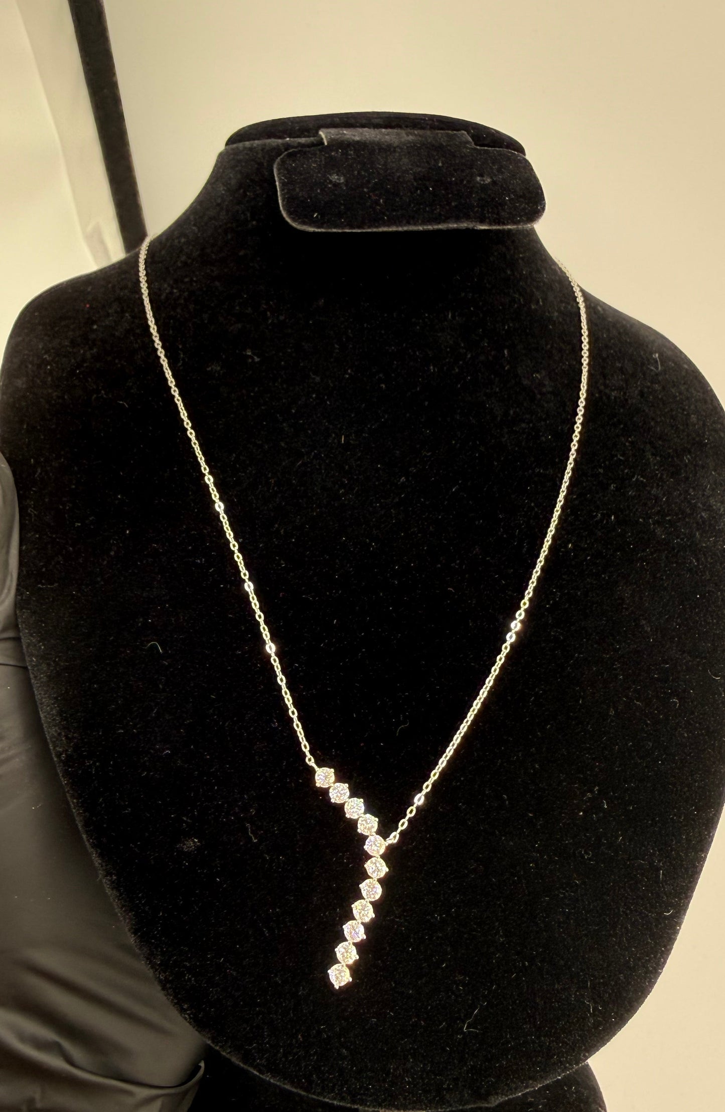 Moissanite Vertical Bar Necklace VVS 925 Sterling Silver Custom Piece Brand New