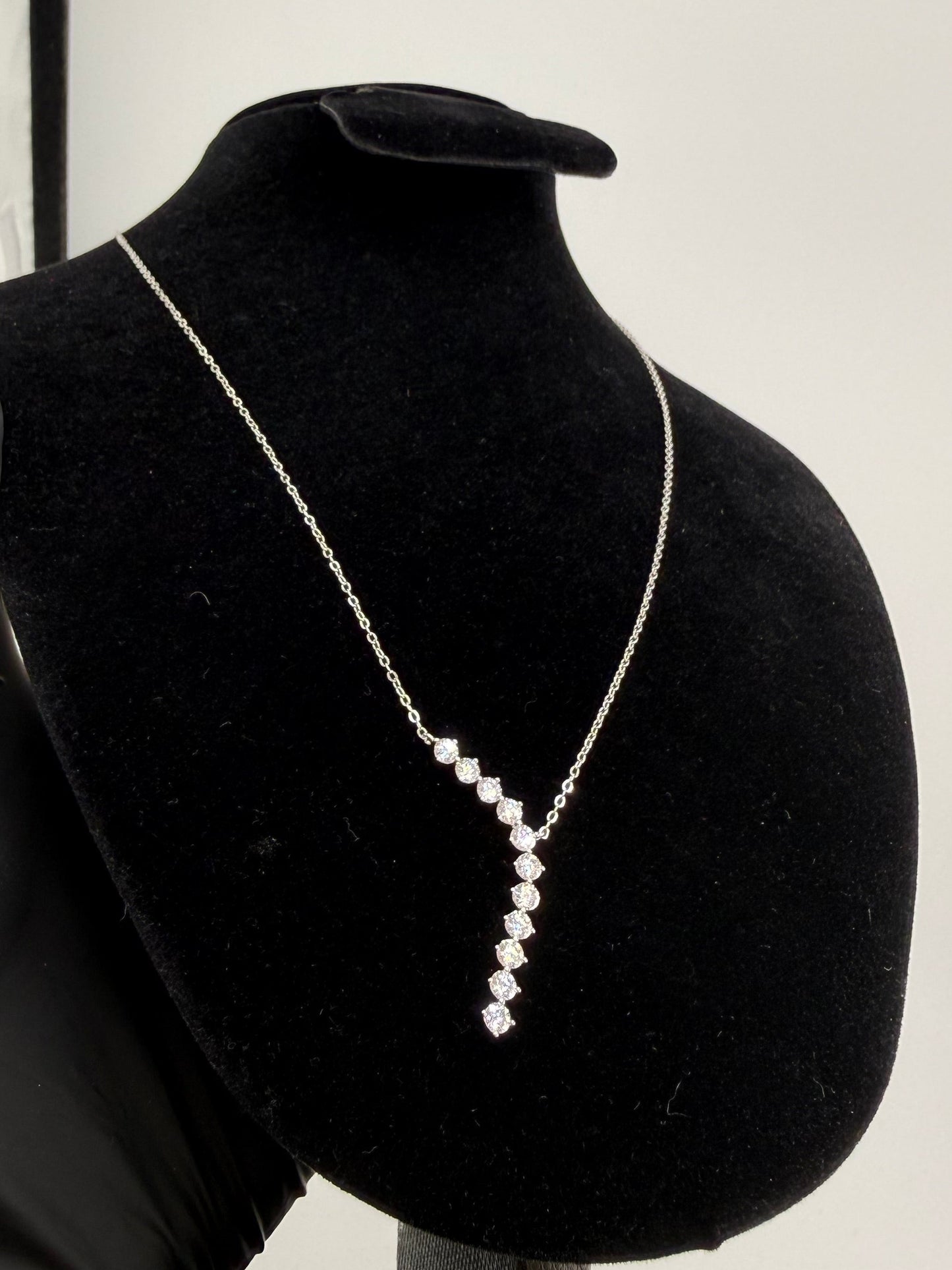 Moissanite Vertical Bar Necklace VVS 925 Sterling Silver Custom Piece Brand New