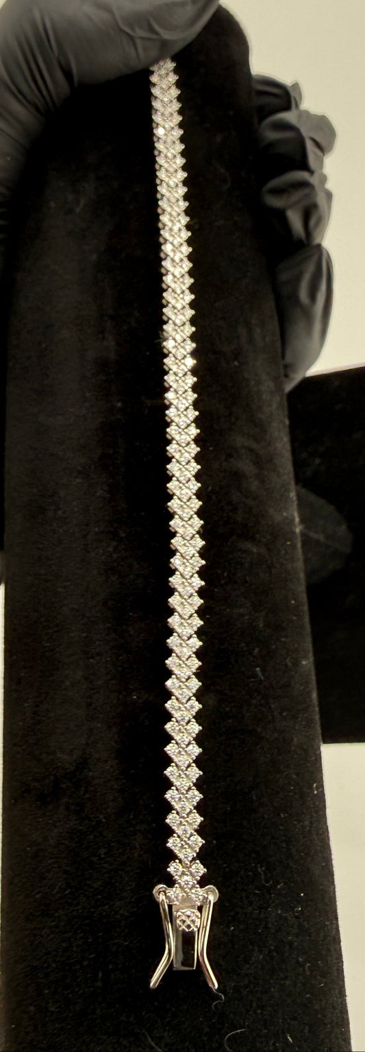 6" 3.5mm Chevron Moissanite Tennis Bracelet 925 Sterling Silver Brand New