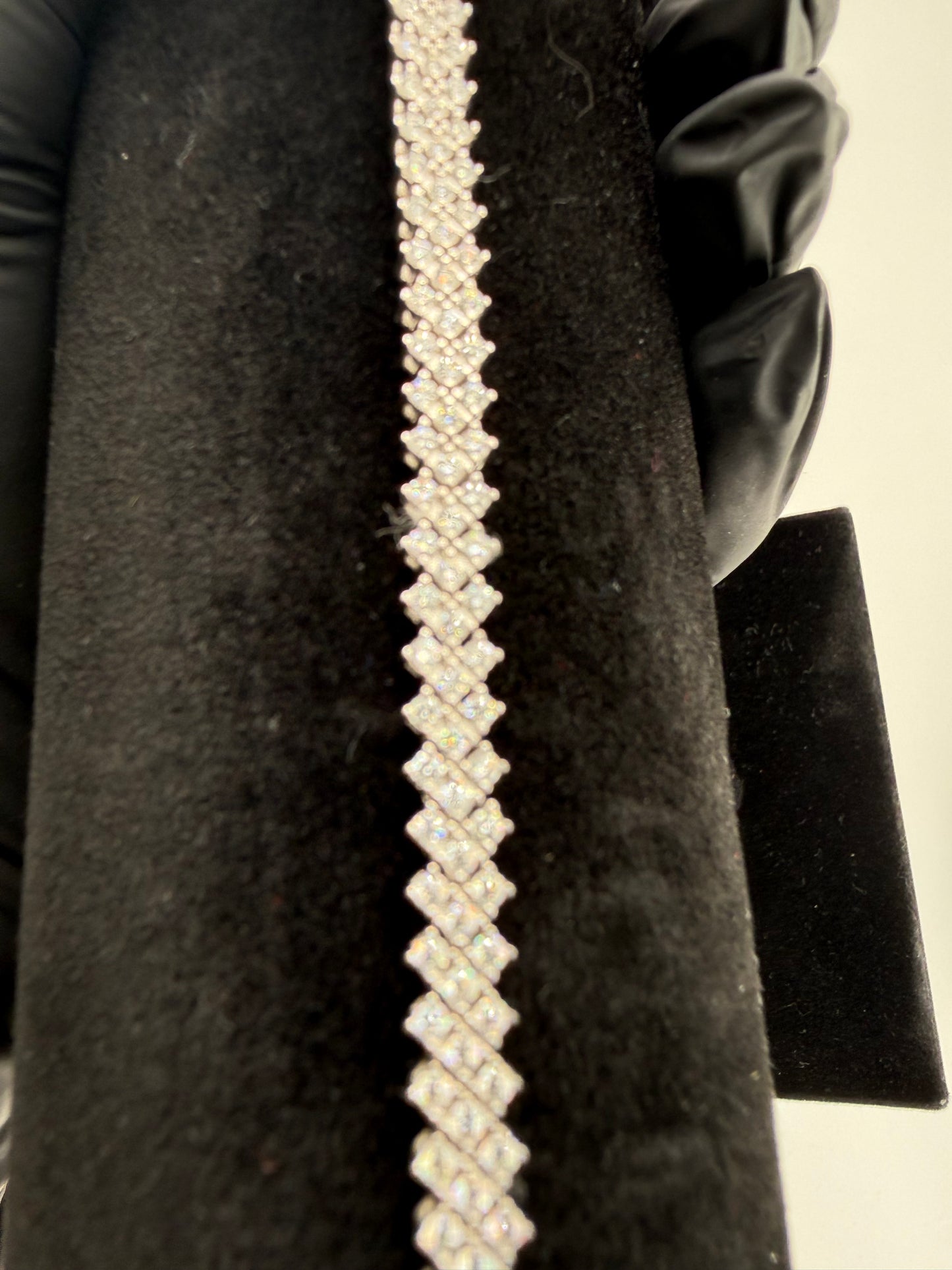6" 3.5mm Chevron Moissanite Tennis Bracelet 925 Sterling Silver Brand New