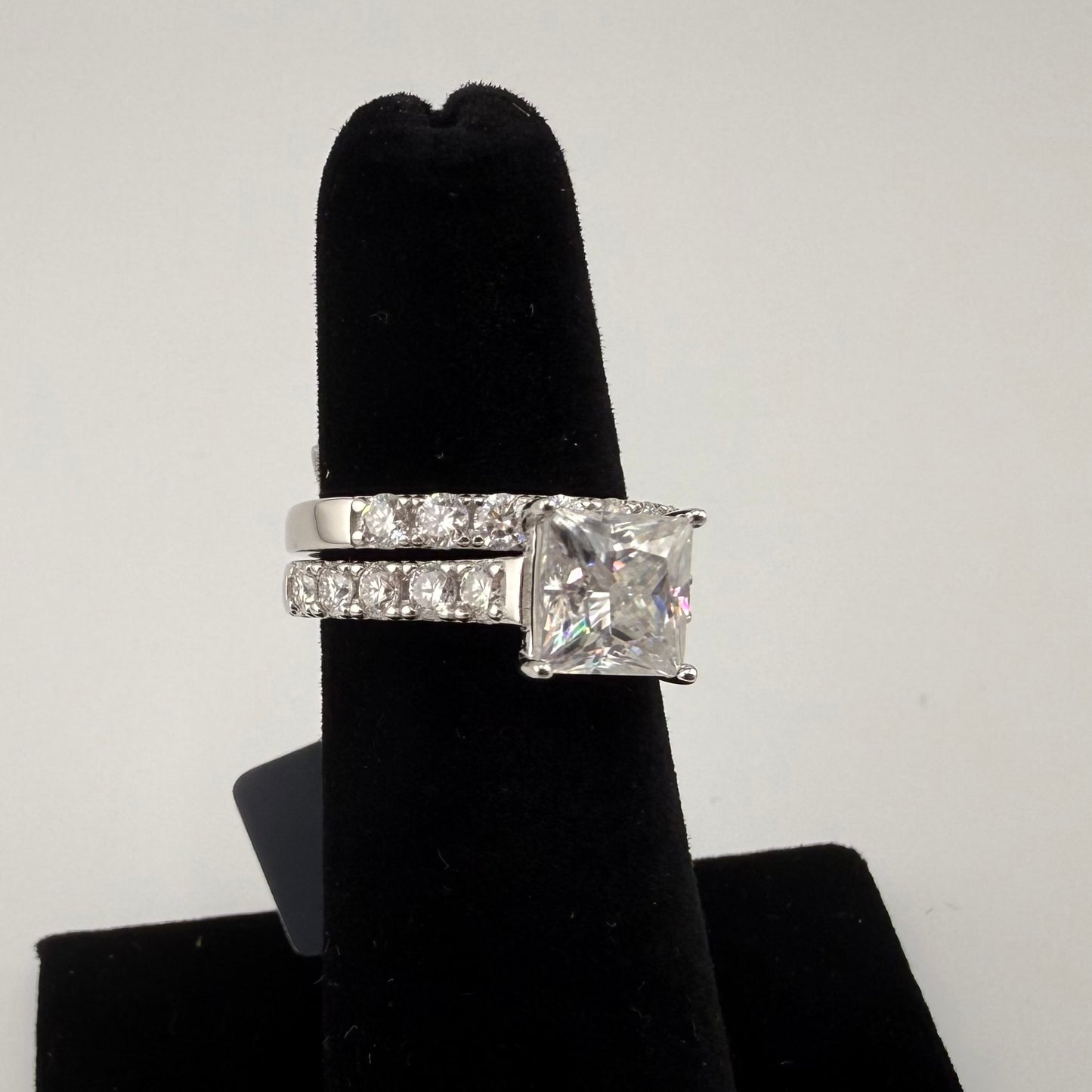 Moissanite Engagement Ring Set 3.61ctw Size 6 925 Sterling Silver Brand New