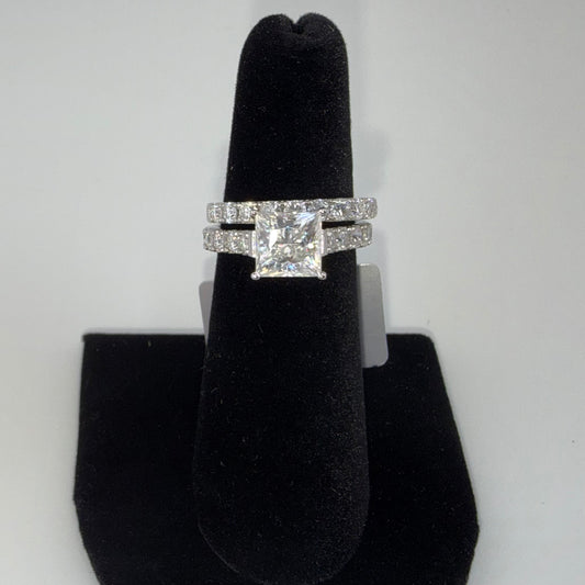 Moissanite Engagement Ring Set 3.61ctw Size 6 925 Sterling Silver Brand New