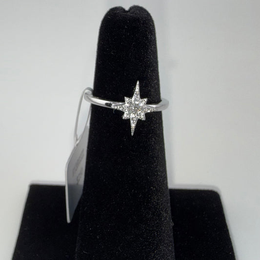 Starburst Moissanite Ring 0.09ctw Size 5 925 Sterling Silver Brand New