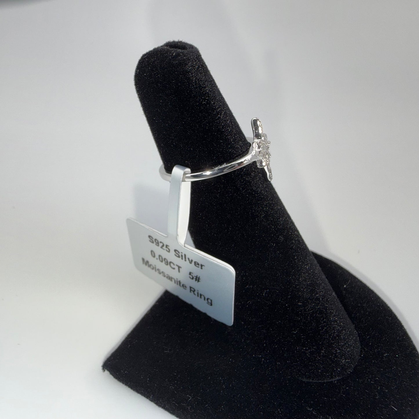 Starburst Moissanite Ring 0.09ctw Size 5 925 Sterling Silver Brand New
