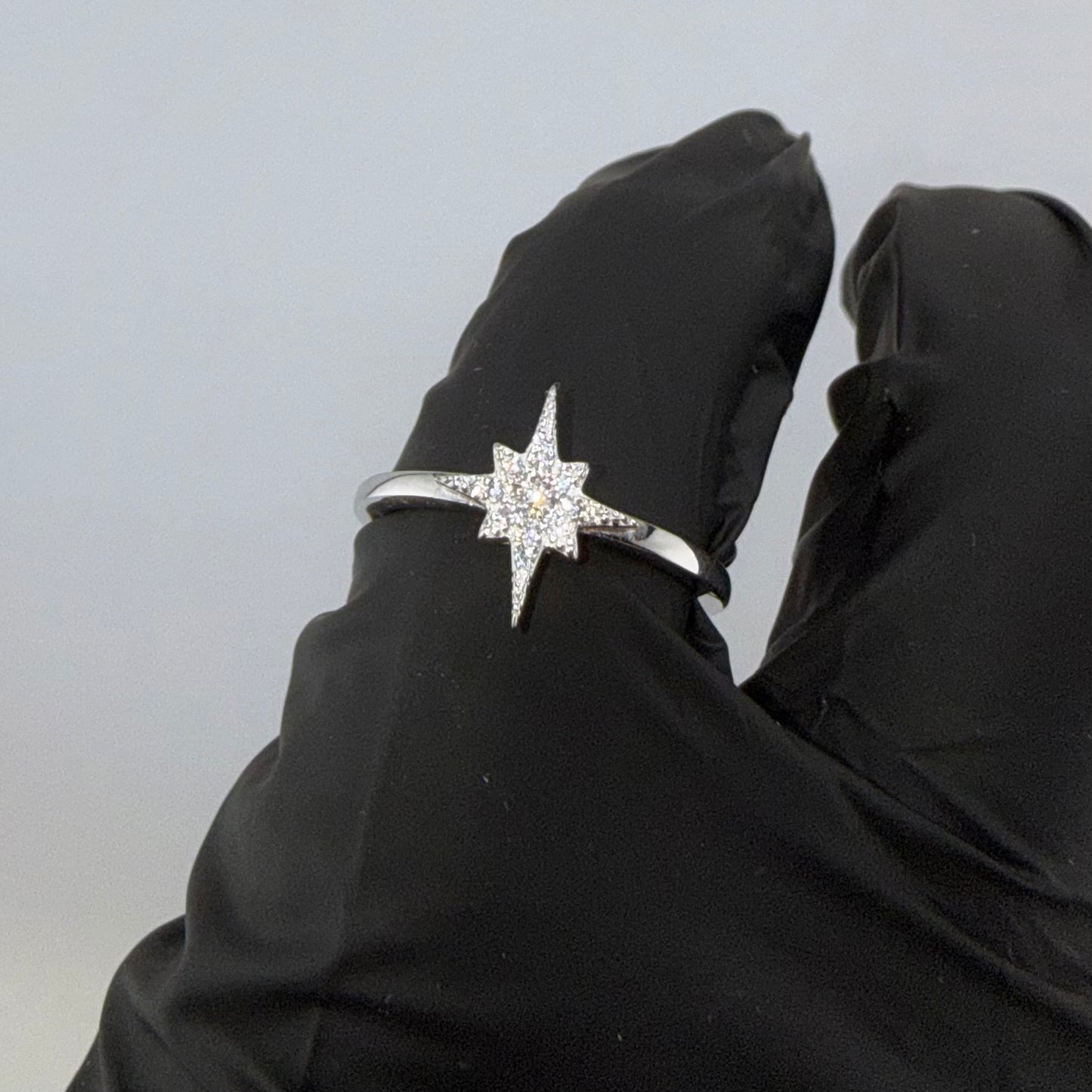 Starburst Moissanite Ring 0.09ctw Size 5 925 Sterling Silver Brand New