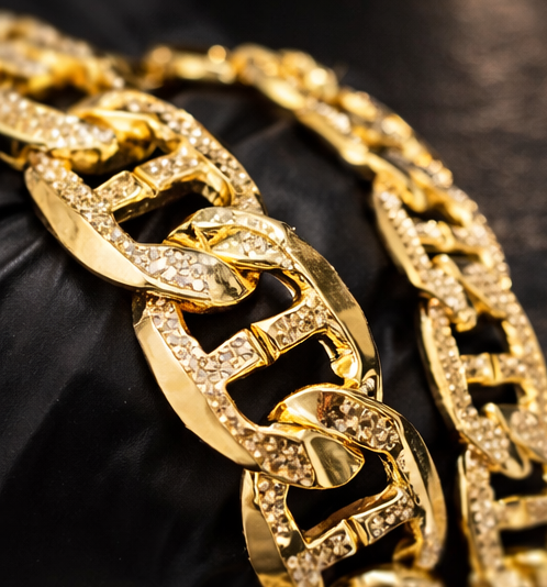24" 8.6mm Diamond Cut Mariner Anchor Chain 18K Gold Filled Brand New
