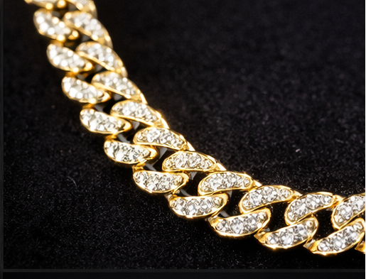 18" 9mm Iced CZ Cuban Link Chain 18k Gold Filled Brand New