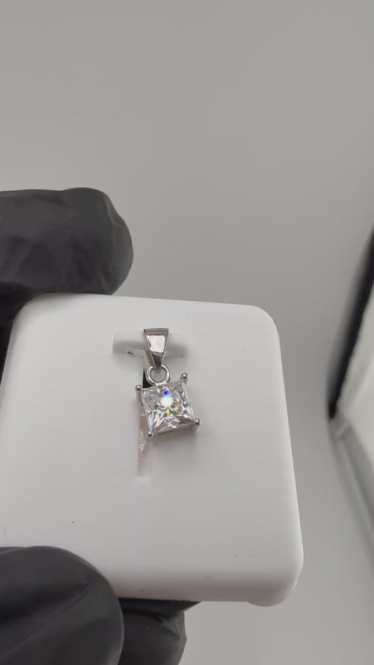 0.5ctw Princess Cut Moissanite Pendant 925 Sterling Silver Brand New